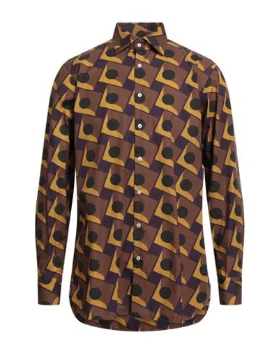 Gabriele Pasini Man Shirt Brown Size 16 ½ Cotton
