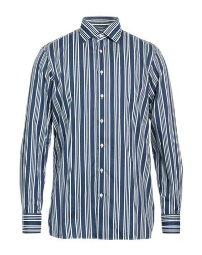Gabriele Pasini Man Shirt Navy Size 16 Cotton In Blue