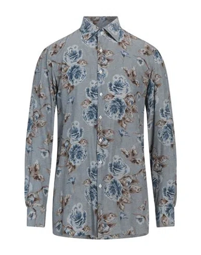 Gabriele Pasini Man Shirt Slate Blue Size 17 ½ Viscose