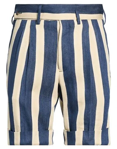 Gabriele Pasini Man Shorts & Bermuda Shorts Navy Size 36 Linen, Silk, Cotton In Blue