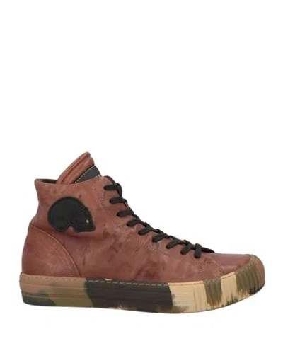 Gabriele Pasini Man Sneakers Brown Size 10 Leather
