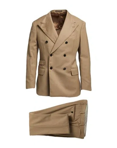 Gabriele Pasini Man Suit Camel Size 38 Virgin Wool, Elastane