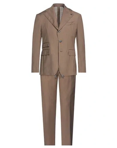 Gabriele Pasini Man Suit Camel Size 44 Wool In Brown