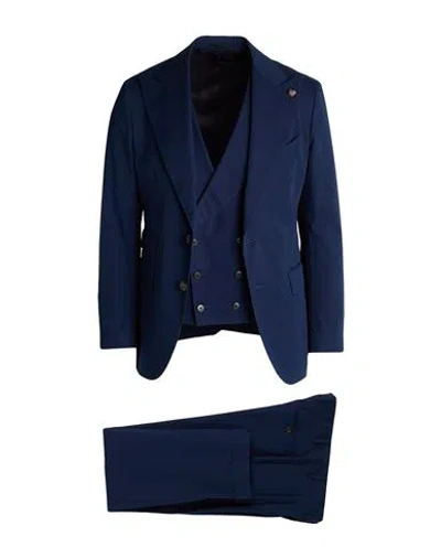 Gabriele Pasini Man Suit Navy Size 38 Cotton In Blue