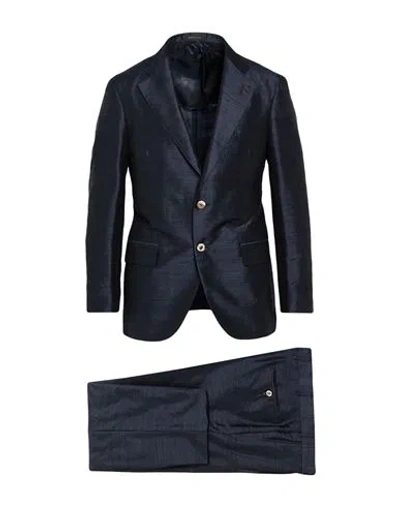 Gabriele Pasini Man Suit Navy Size 44 Silk In Blue