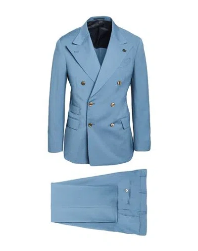 Gabriele Pasini Man Suit Slate Blue Size 38 Virgin Wool