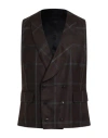 Gabriele Pasini Man Tailored Vest Dark Brown Size 40 Polyester, Wool In Brown