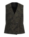 Gabriele Pasini Man Tailored Vest Military Green Size 44 Cotton, Elastane In Green