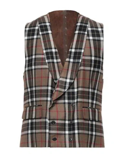 Gabriele Pasini Man Tailored Vest Sand Size 38 Wool In Brown