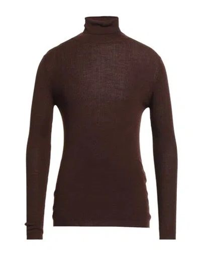 Gabriele Pasini Man Turtleneck Chocolate Brown Size S Cashmere, Virgin Wool, Silk