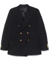 Gabriele Pasini Navy Blue Double-breasted Blazer With Flap Pockets In Black