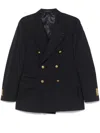 Gabriele Pasini Navy Blue Double-breasted Blazer With Flap Pockets In Black