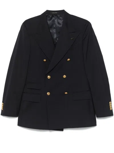 GABRIELE PASINI NAVY BLUE DOUBLE-BREASTED BLAZER WITH FLAP POCKETS