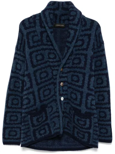 Gabriele Pasini Patterned-jacquard Cardigan In Blue