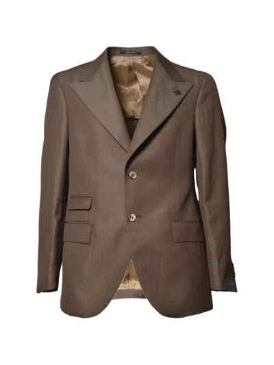 Gabriele Pasini Peak-lapel Textured Blazer In Brown