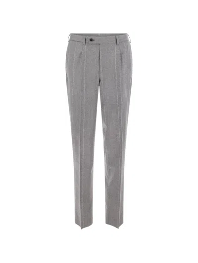 Gabriele Pasini Pinstripe Virgin Wool Trousers In Animal Print