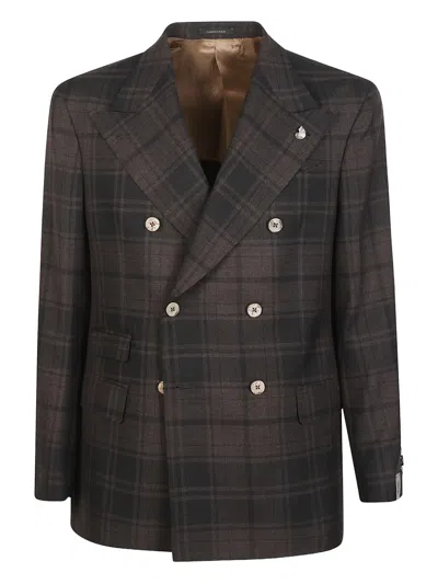 Gabriele Pasini Plaid Double-breasted Jacket In Brown
