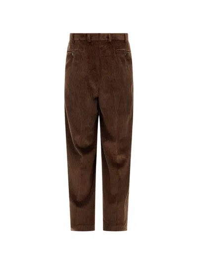 Gabriele Pasini Pleated Corduroy Trousers In Brown