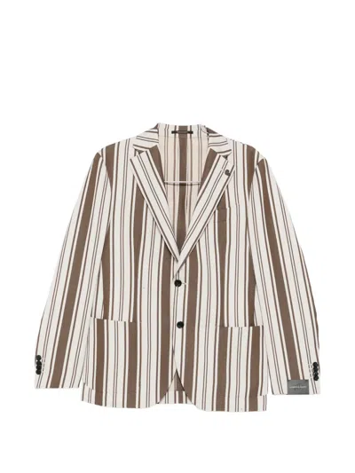 Gabriele Pasini Striped Single-breasted Blazer In Brown