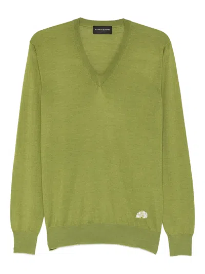 Gabriele Pasini V-neck Knit T-shirt In Green