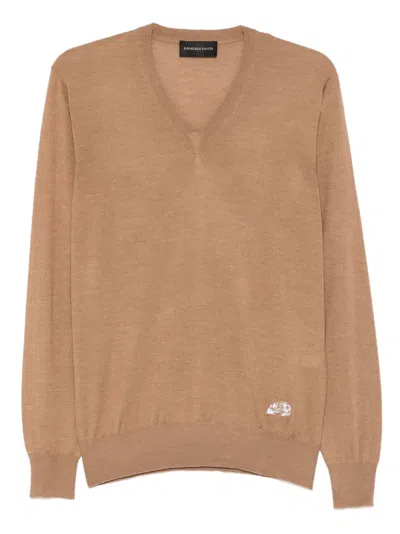 Gabriele Pasini V-neck T-shirt In Brown