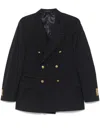 Gabriele Pasini Navy Blue Double-breasted Blazer With Flap Pockets In Black