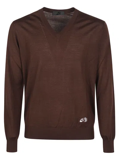Gabriele Pasini Wool Round Neck Sweather In Brown