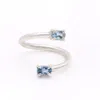 Gabriella Alicia Women's Blue Aquamarine Silver Wrap Toi Et Moi Ring In Blue