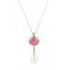 Gabriella Alicia Women's Gold / Pink Pink Tourmaline And Pearl Drop Gold Necklace In Multi