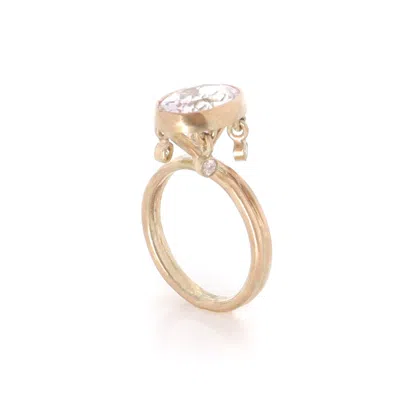 Gabriella Alicia Women's Neutrals / Gold / Orange Morganite And Diamond Gold Ring In Multi