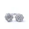 Gabriella Alicia Women's Succulent Flower Open Silver Ring