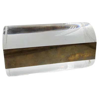 Pre-owned Gabriella Crespi 1970s  Acrylic & Bronze Box In Gold