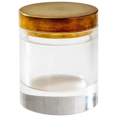 Pre-owned Gabriella Crespi 20th Century  Decorative Box In Brass And Plexiglass '70s In Gray
