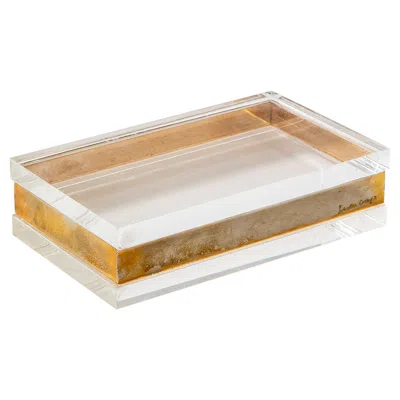 Pre-owned Gabriella Crespi 20th Century  Decorative Box In Brass And Plexiglass '70s In Sand