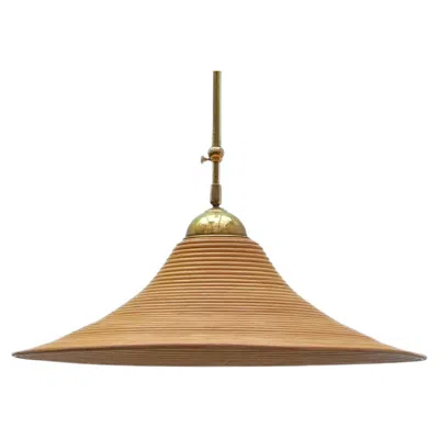 Pre-owned Gabriella Crespi Adjustable Rattan Pendant Hanging Light, Italy, 1970 In Brown