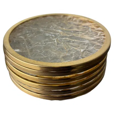 Pre-owned Gabriella Crespi Christian Dior Style Ice Effect Lucite Coasters, Set Of 6, Italy, Circa 1970s In Brown