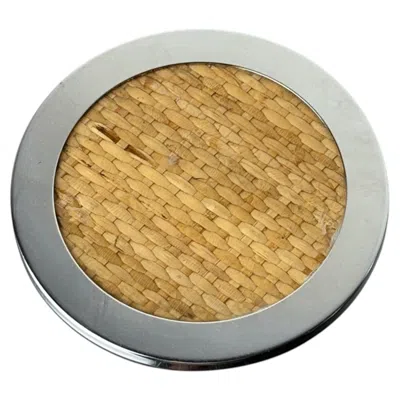 Pre-owned Gabriella Crespi Christian Dior Style Lucite & Rattan Bottle Coaster, Italy, 1970's In Brown