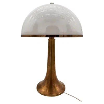 Pre-owned Gabriella Crespi “fungo” Brass And Opaline Perspex Table Lamp, Italy, 1970 In Transparent