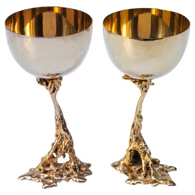 Pre-owned Gabriella Crespi Golden Gold-plated Wine Cups