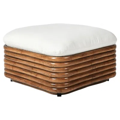 Pre-owned Gabriella Crespi Gubi Bohemian 72 Ottoman In Rattan Strips By  In Sand