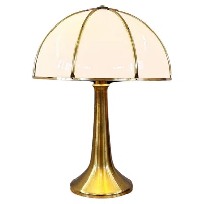 Pre-owned Gabriella Crespi Large "fungo" Table Lamp, Brass, Acrylic, Italy 1970s Signed 2x In White