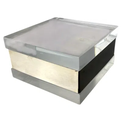 Pre-owned Gabriella Crespi Lucite & Chromed Vanity Box  Style, Italy, 1970's In Gray