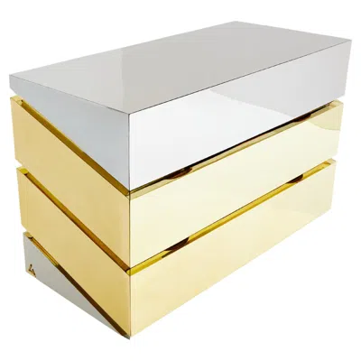 Pre-owned Gabriella Crespi Mr Mme Chrome Brass Chest Of Drawers 1972 In Sand