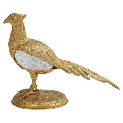 Pre-owned Gabriella Crespi Pheasant Sculpture, Gilt Bronze & Glass, 1970s, Signed In Gold