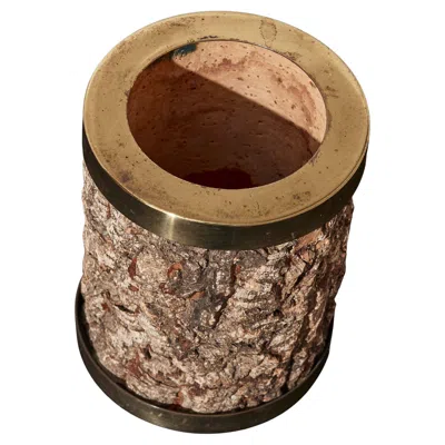 Pre-owned Gabriella Crespi Portapenne In Sughero E Ottone,  Anni '70 In Brown