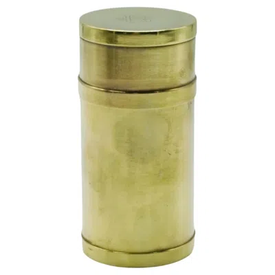Pre-owned Gabriella Crespi Signed, Cylindrical Brass Box, Italy 1970s In Brown