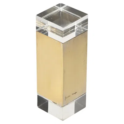 Pre-owned Gabriella Crespi Signed  Decorative Jewelry Box In Lucite And Brass, Italy 1970s In Sand