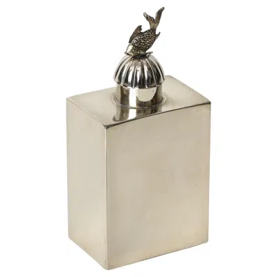 Pre-owned Gabriella Crespi Signed  Silver-plated Decorative Fish Bottle, Italy 1970s