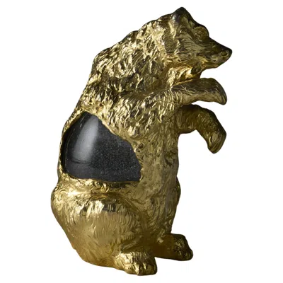 Pre-owned Gabriella Crespi Small Gilded Metal And Murano Glass Sculpture Depicting Bear In Brown