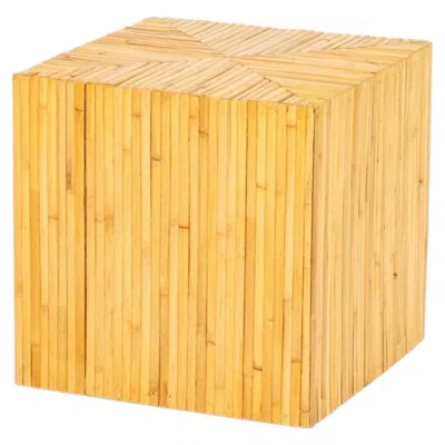 Pre-owned Gabriella Crespi Style Modern Cube Bamboo Side Table In Orange